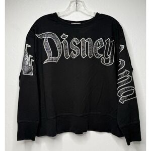 Disney Parks Disneyland Long Sleeve Sweater Size Large Top Black Silver Shimmer